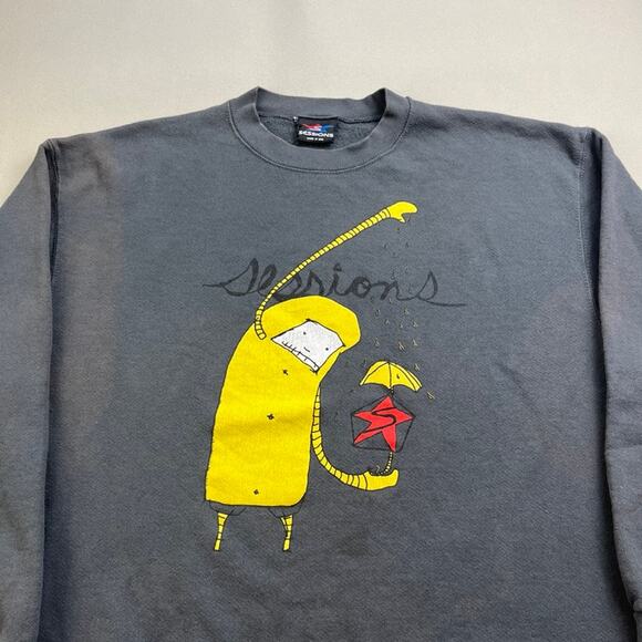 Vintage Skateboard Sweatshirt Adult Large Gray Snowboard Art TJ Schneider 90s - Picture 2 of 15